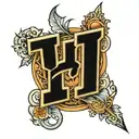 H B letters tattoo design idea