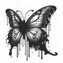 black butterfly dripping with ink tattoo design idea