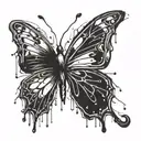 black butterfly dripping with ink tattoo design idea