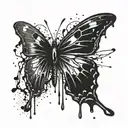 black butterfly dripping with ink tattoo design idea