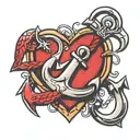 heart and anchor intertwined tattoo design idea