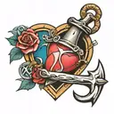 heart and anchor intertwined tattoo design idea