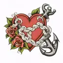 heart and anchor intertwined tattoo design idea