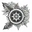 A compass pointing towards self-discovery and personal growth tattoo design idea