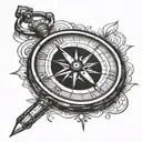 A compass pointing towards self-discovery and personal growth tattoo design idea