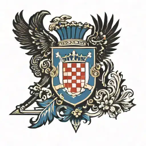 Croatian coat of arms and cross surrounded tattoo design idea