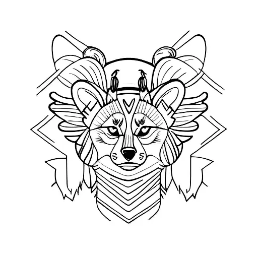 bee honey cat husky  tattoo design idea