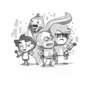 Steven Universe characters playing in a rock band tattoo design idea
