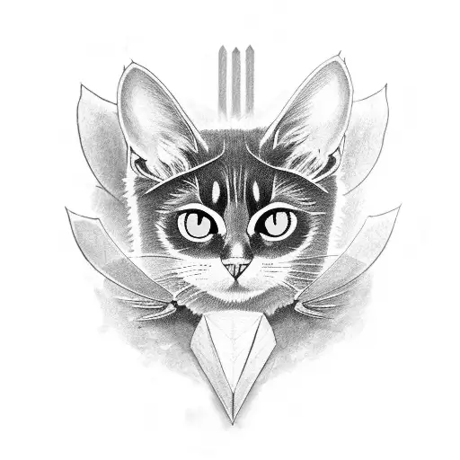 black cat with bat wings tattoo design idea