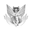 black cat with bat wings tattoo design idea