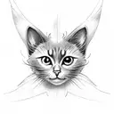 black cat with bat wings tattoo design idea