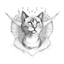 black cat with bat wings tattoo design idea