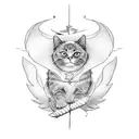 black cat with bat wings tattoo design idea