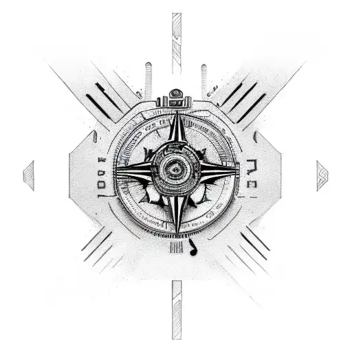 compass with racing bike tattoo design idea