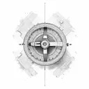 compass with racing bike tattoo design idea