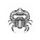 snake, crab, skeleton woman face, flowers  tattoo design idea