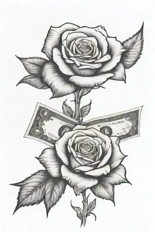 money rose tattoo design idea