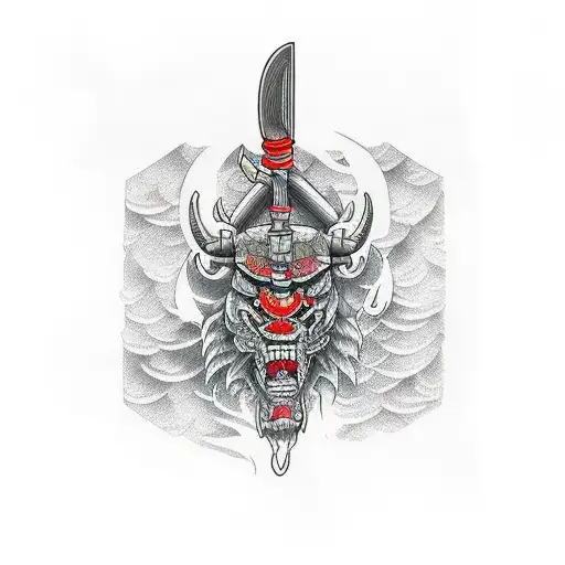 detailed axe tattoo design idea