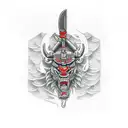 detailed axe tattoo design idea