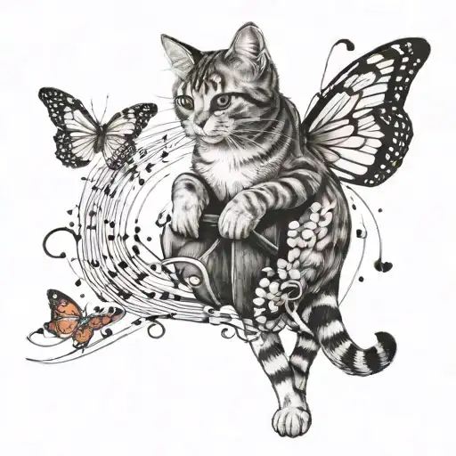 I love dance, cat, music, butterfly and i would like a 3D tattoo  tattoo design idea