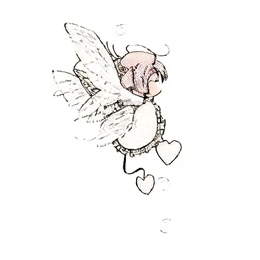 Vintage cupid with fairy wings  tattoo design idea