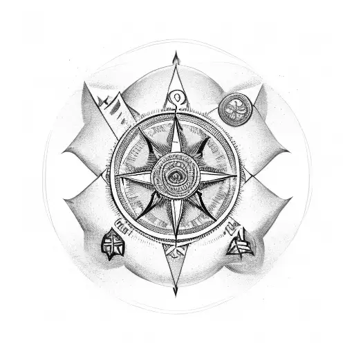 ankor and a compass with some vikings and norway in it tattoo design idea