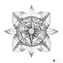 ankor and a compass with viking theme on the arm tattoo design idea