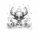 The phrase 'He's not done with me yet' written in beautiful calligraphy with watercolor accents tattoo design idea