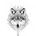 Create a tattoo featuring a majestic wolf running through a forest tattoo design idea
