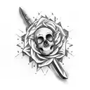Skull rose sword shield tattoo design idea