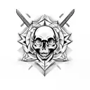 Skull rose sword shield tattoo design idea