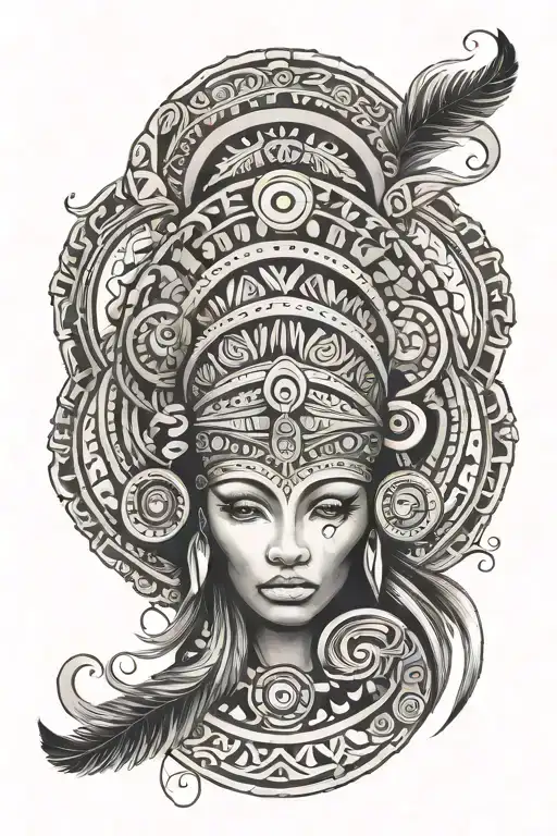 tribal pattern with names Darla Jasmine Ariel  tattoo design idea