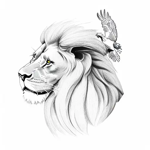 lion with eagle tattoo design idea