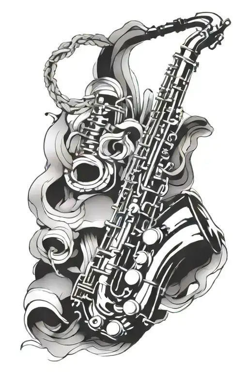 jazz saxophone tattoo design idea