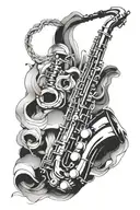 jazz saxophone tattoo design idea