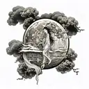 Acient beautiful Chinese woman fly to the moon tattoo design idea