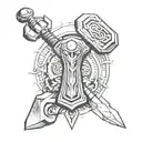 THOR， Mjolnir tattoo design idea