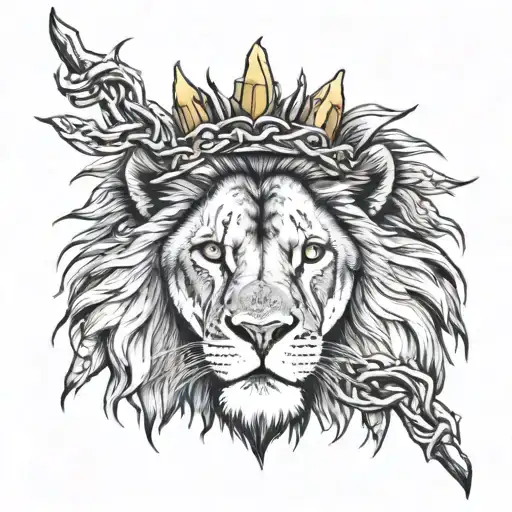 lion with a crown of thorns  tattoo design idea