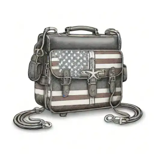 A vintage medical bag adorned with stars and stripes, showcasing your dedication to both your future profession and your country tattoo design idea