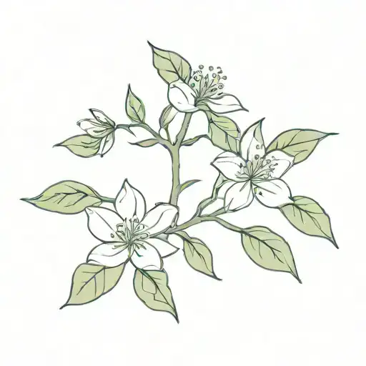jasmine flower around Rowan tree tattoo design idea