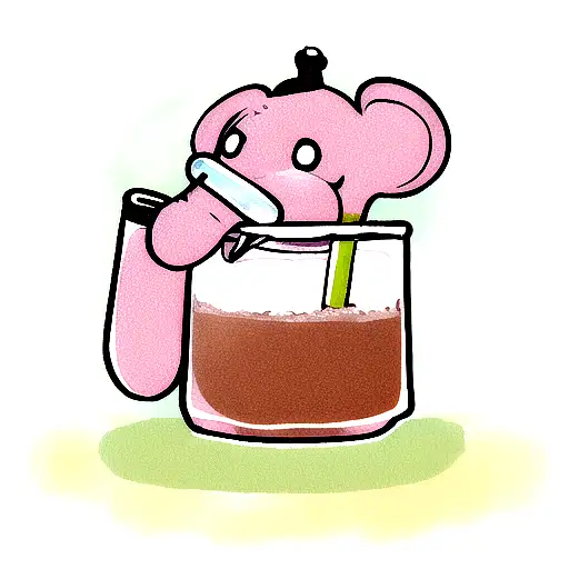 cute heffalump drinking iced coffee  tattoo design idea