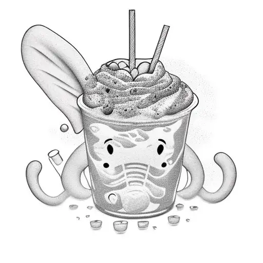 heffalump with an iced coffee drink tattoo design idea