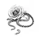 snake with roses  tattoo design idea