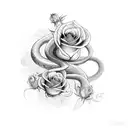 snake with roses  tattoo design idea