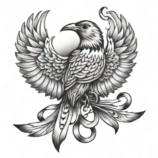 bird  hunting inspired brain cancer ribbon tattoo design idea
