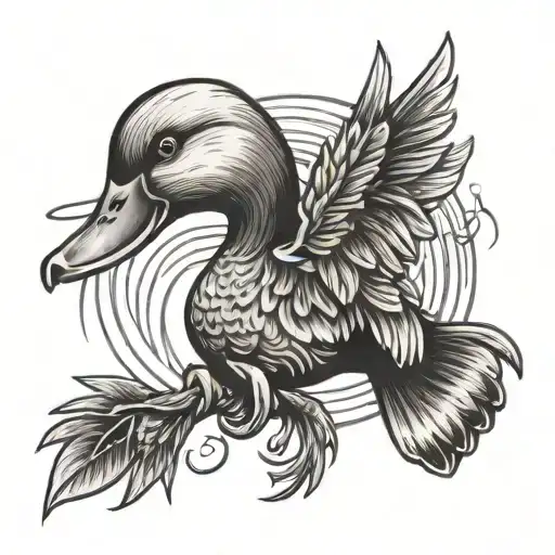 duck hunting inspired brain cancer ribbon tattoo design idea