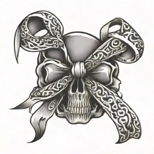 hunting inspired brain cancer ribbon wrapped tattoo design idea