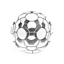 A dynamic soccer ball with Leo Messi's face as the central design element tattoo design idea