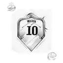 A sketch-style tattoo featuring Leo Messi's famous jersey number and his signature tattoo design idea