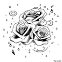 letra K com uma letra L com um numero 3 acima da K e um 2 acima do L com um coração ,rosas ,coroa de rei e coroa de rain tattoo design idea